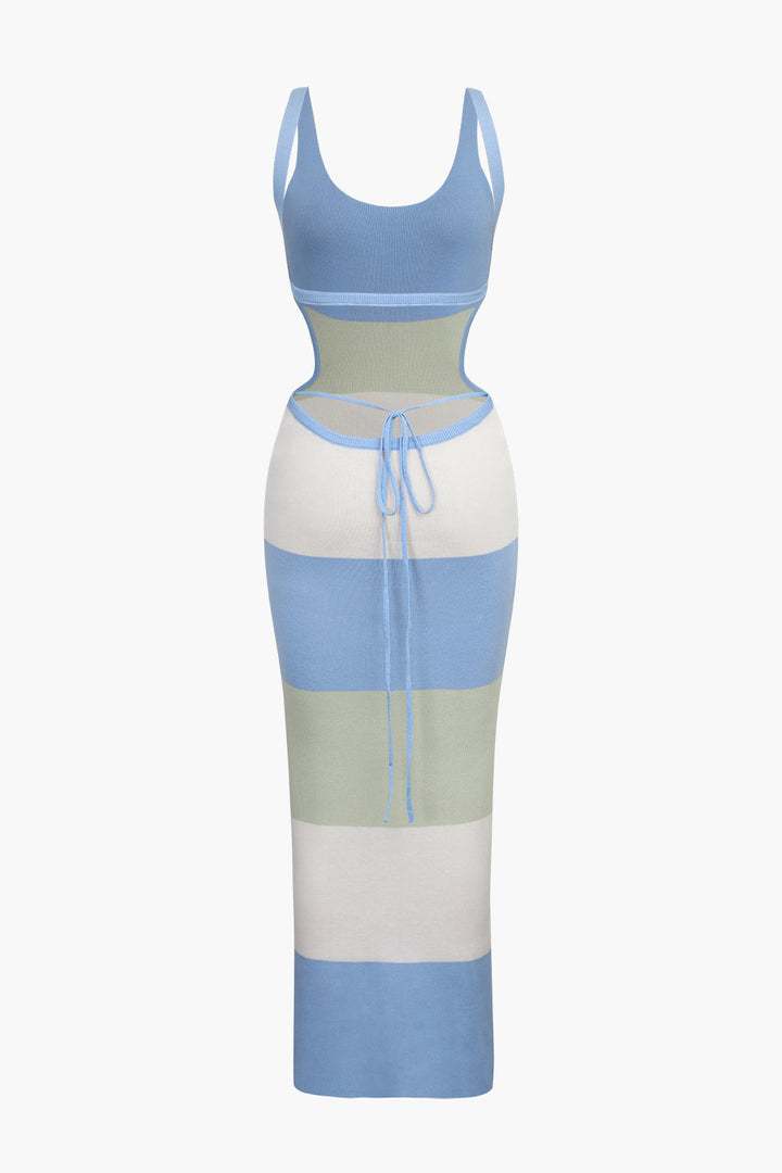 Multikleurige Gestreepte Maxidress met Open Rug