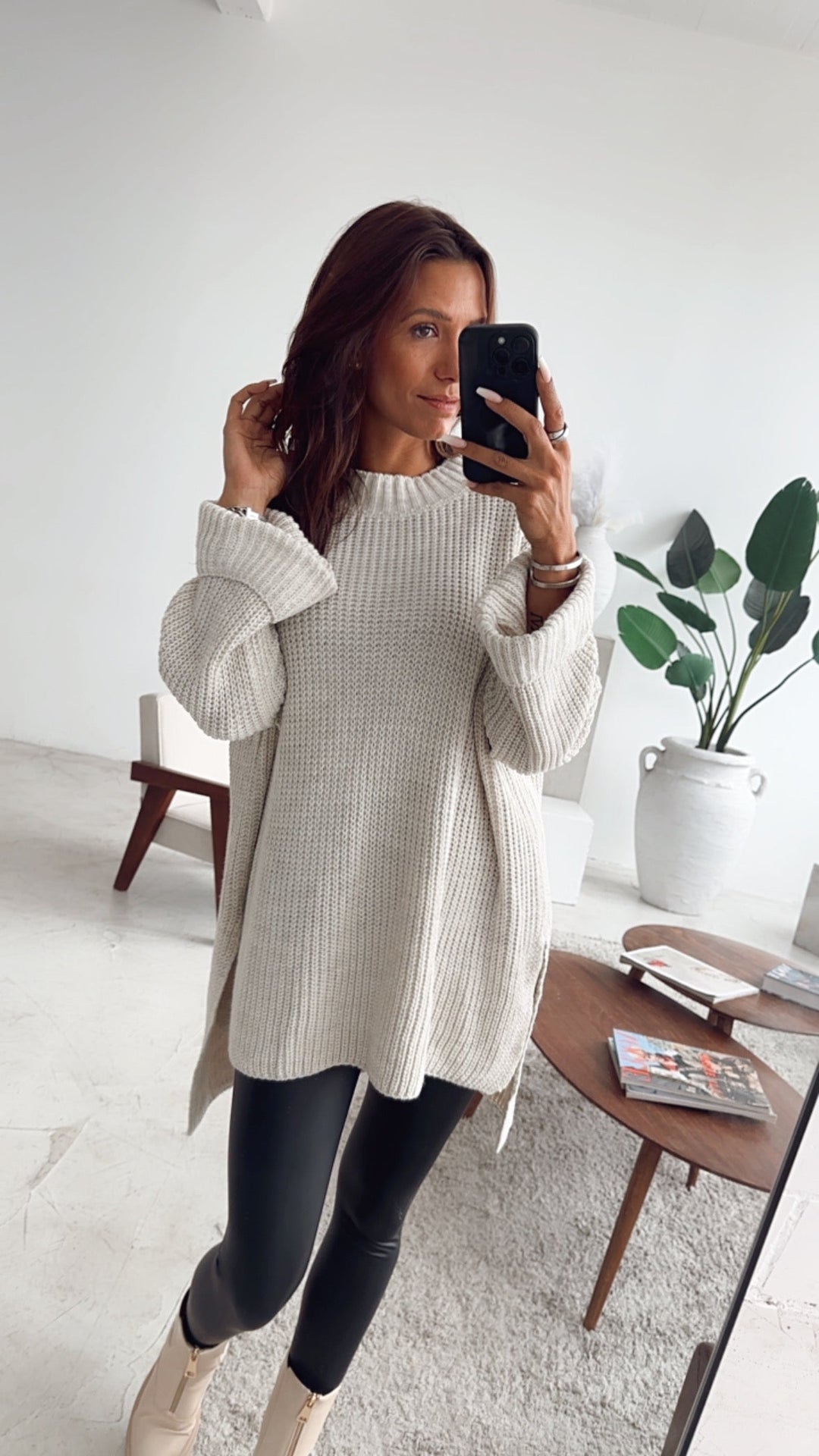 Oversized Trui met Opstaande Kraag