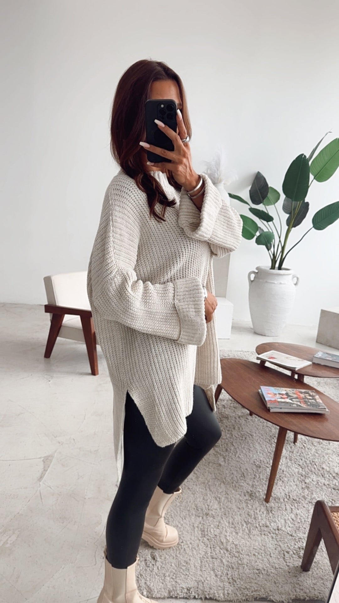 Oversized Trui met Opstaande Kraag