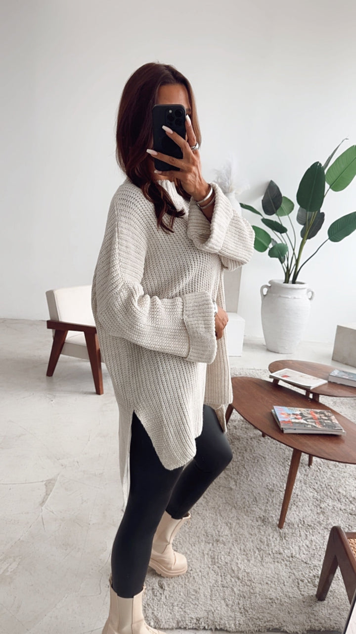 Oversized Trui met Opstaande Kraag