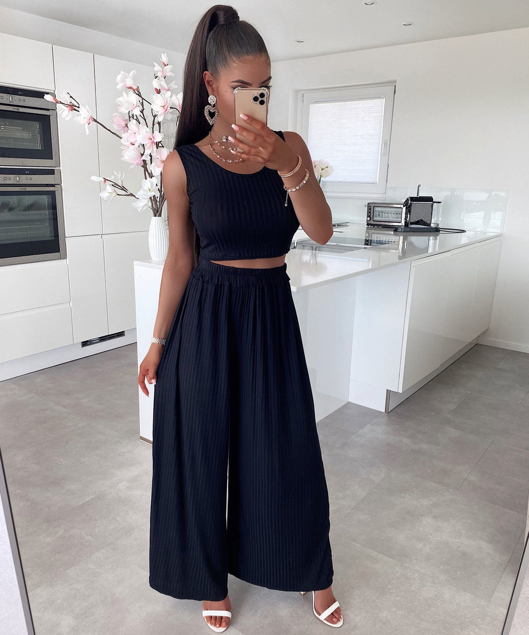 Zachte Rib Set Zwart