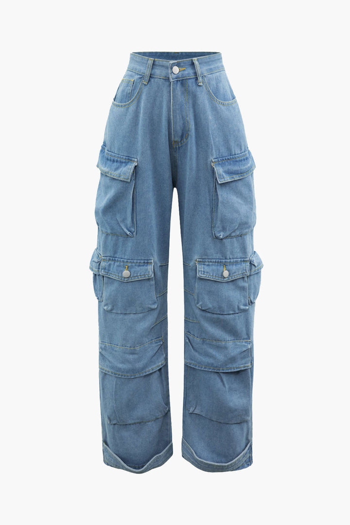 Multi-pocket Wijde Pijpen Cargo Jeans