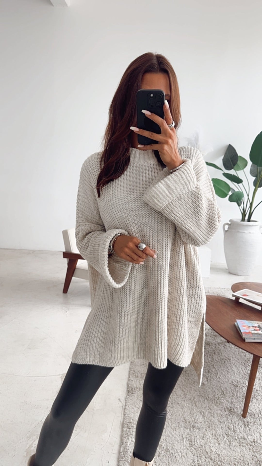 Oversized Trui met Opstaande Kraag