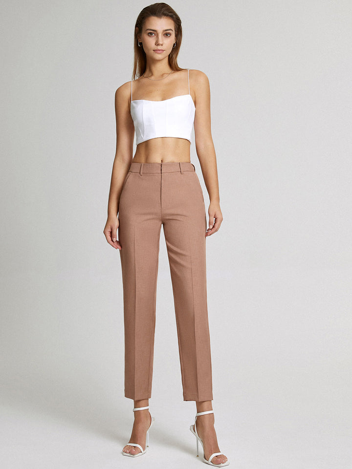 High Waisted Straight Leg Broek