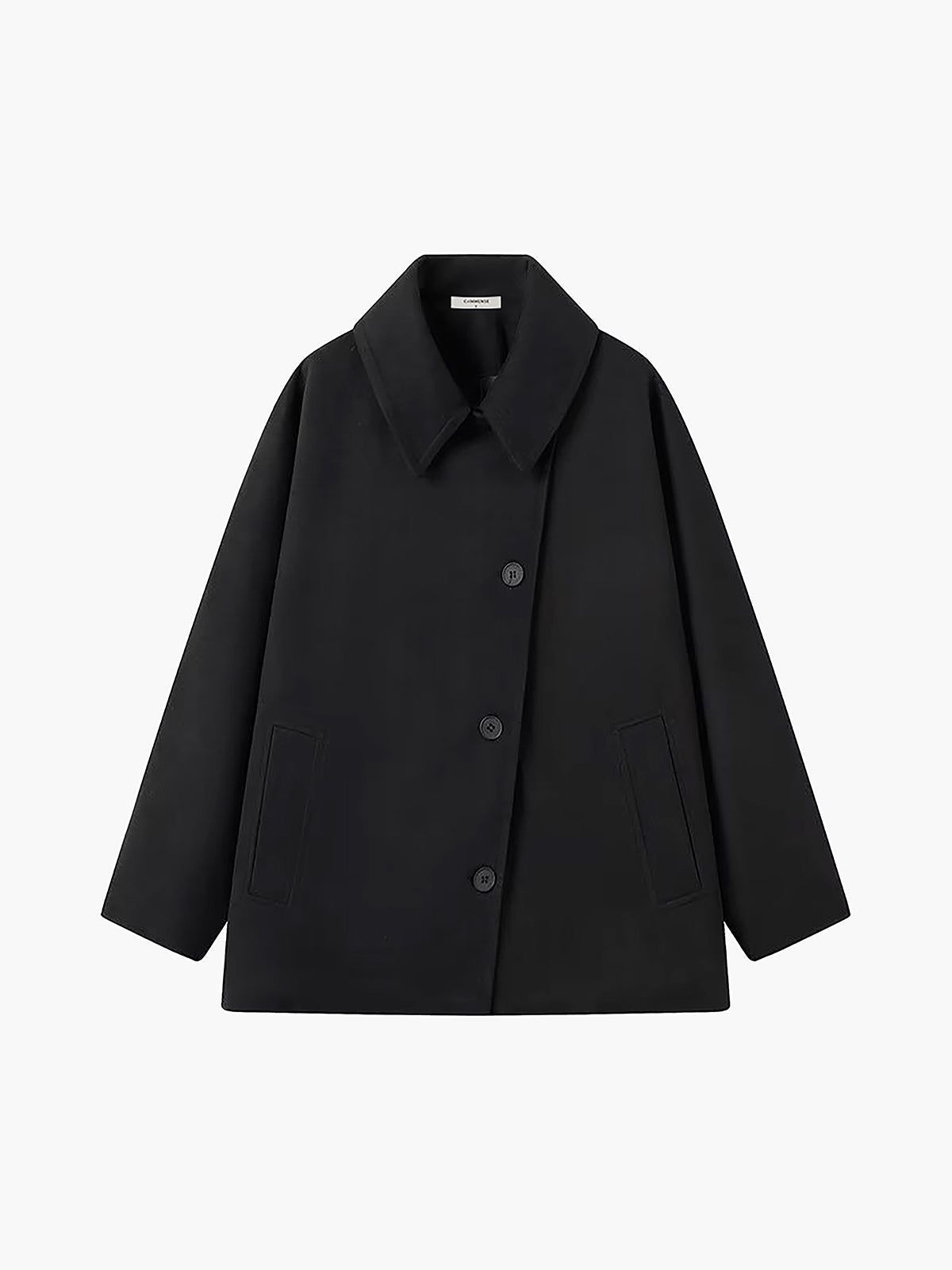 Effen Oversized Jas met Knopen en Zakken
