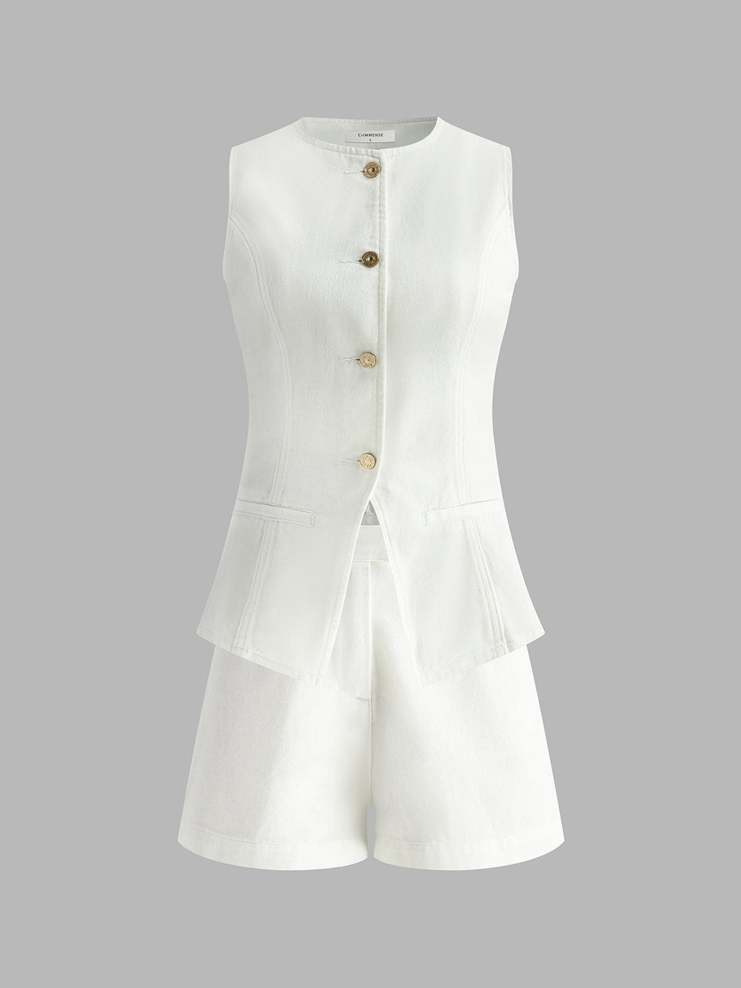 Denim Top met Shorts Set