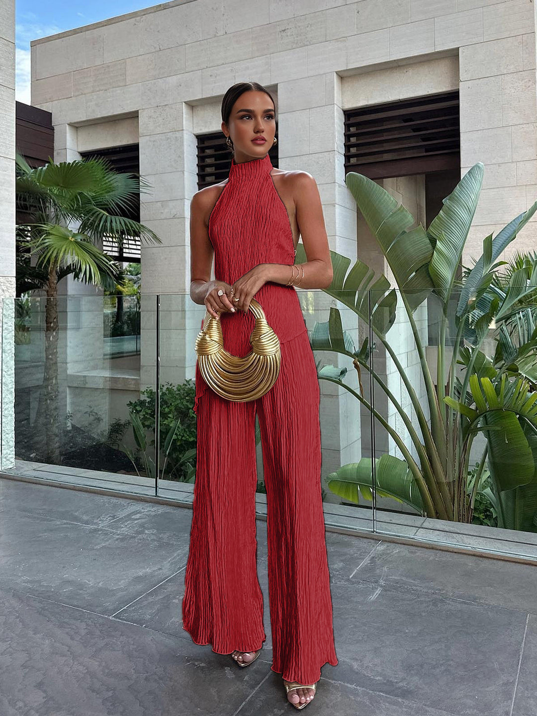 Crop Top met Wijd Uitlopende Broek