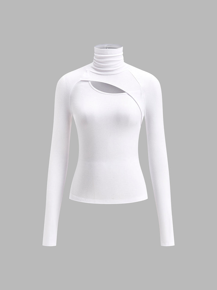 Cut-out Turtleneck Top