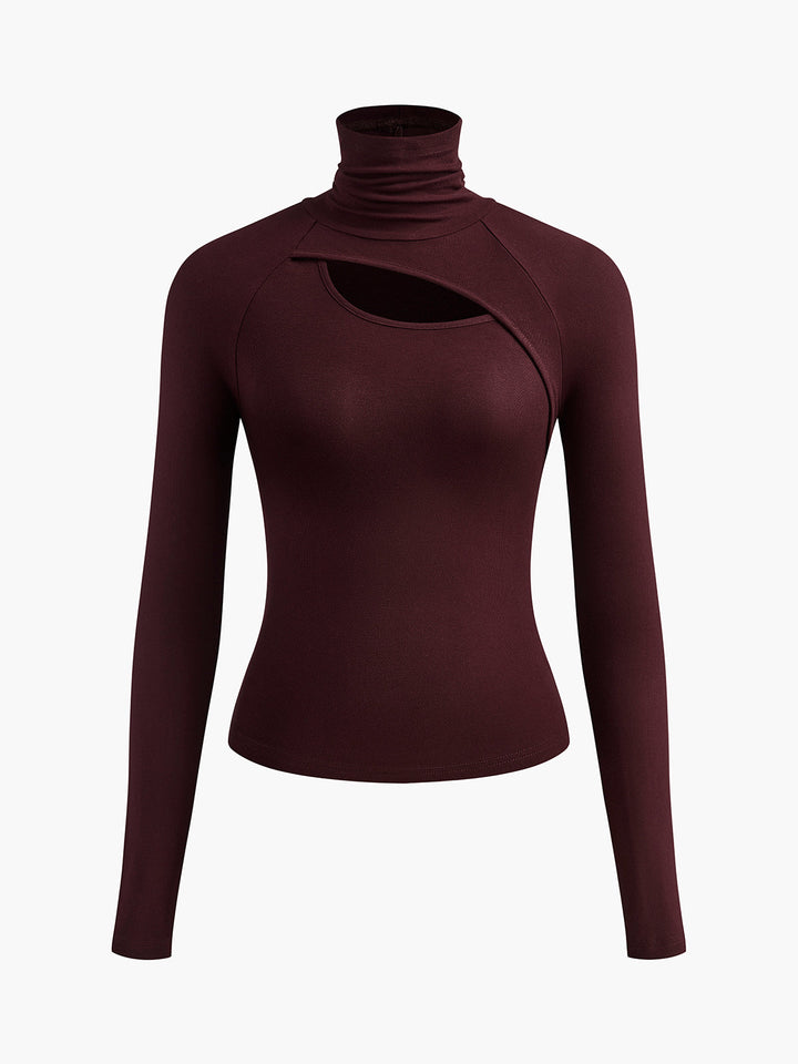 Cut-out Turtleneck Top