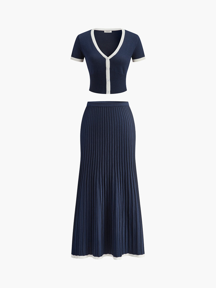 Contrast Trim Trui Rok Set