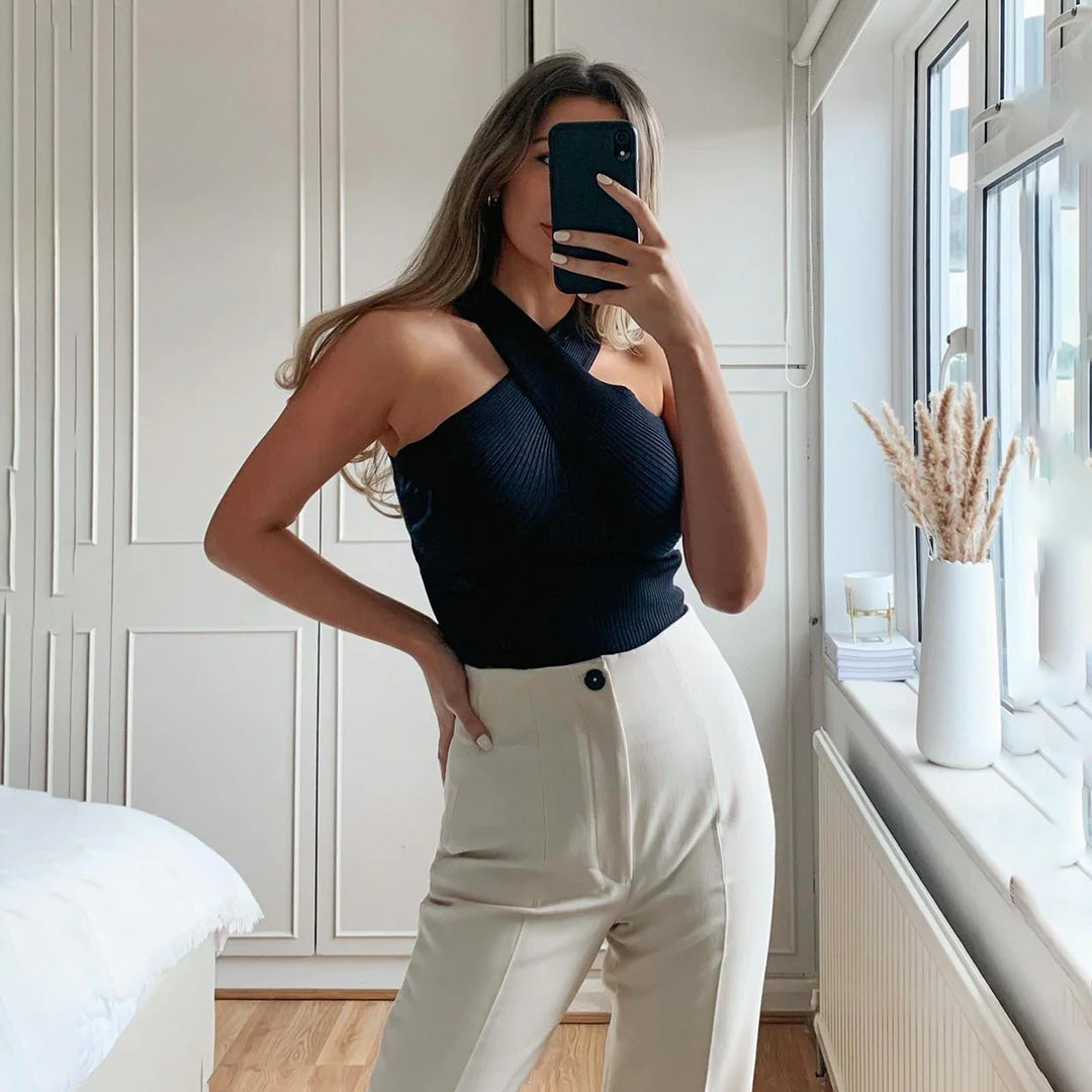 Elegante top met gekruiste band