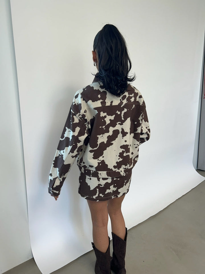 Dames Luna Minirok in Cowprint Denim