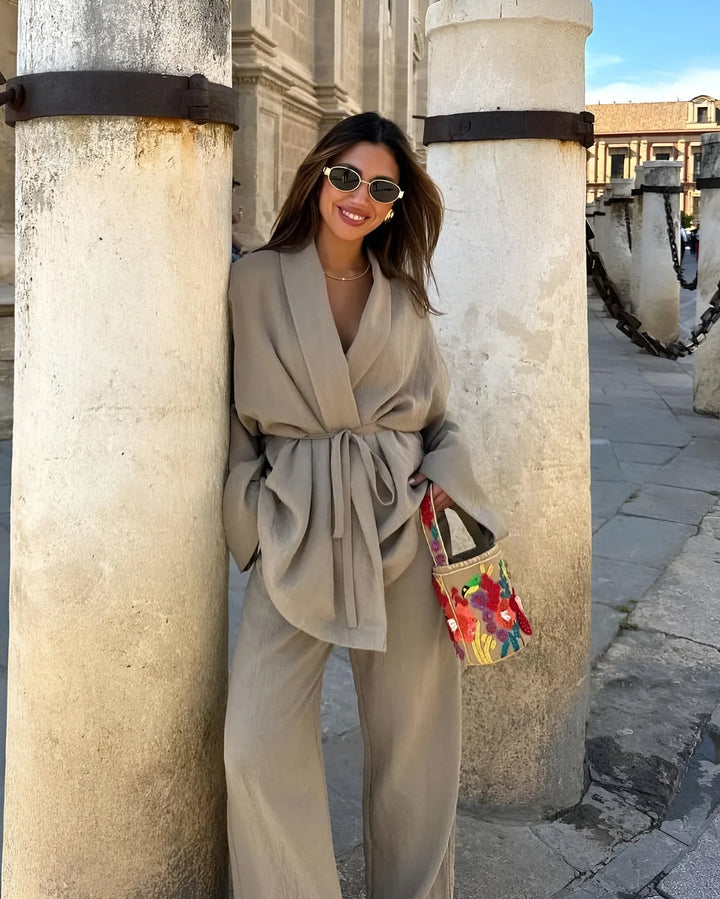 Chic en Ontspannen Linnen Tweedelige Set