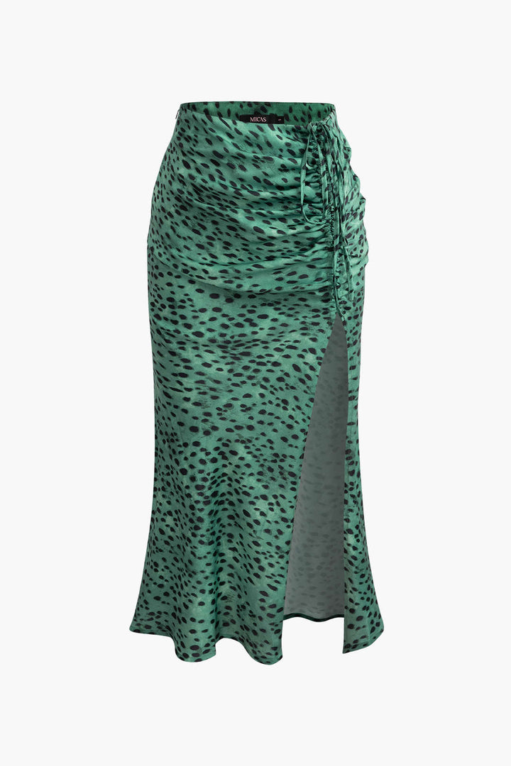 Luipaard Print Rok met Koord en Split