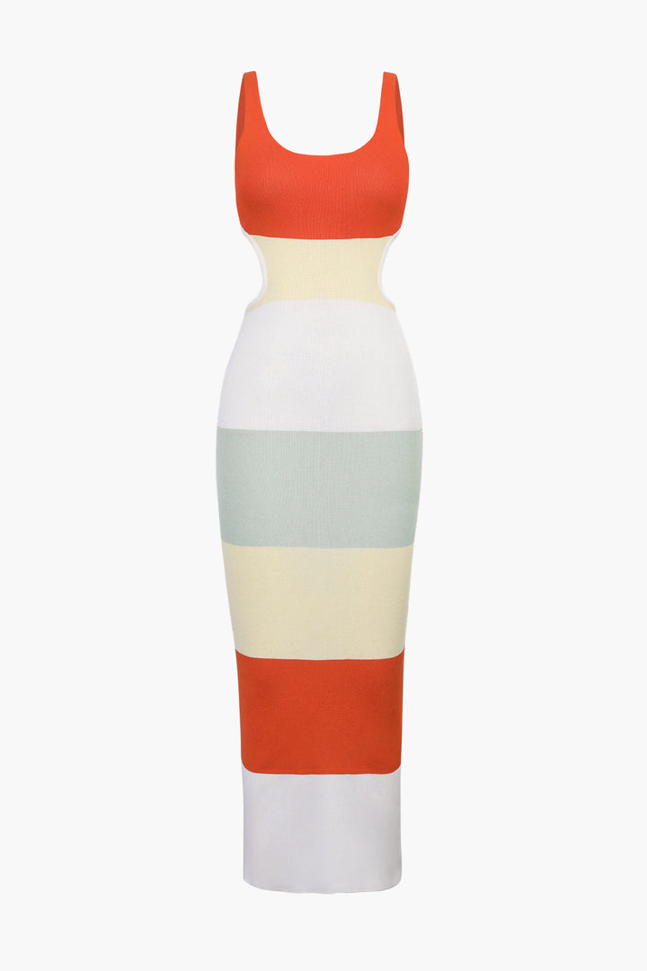 Multikleurige Gestreepte Maxidress met Open Rug