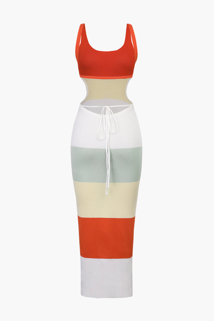 Multikleurige Gestreepte Maxidress met Open Rug