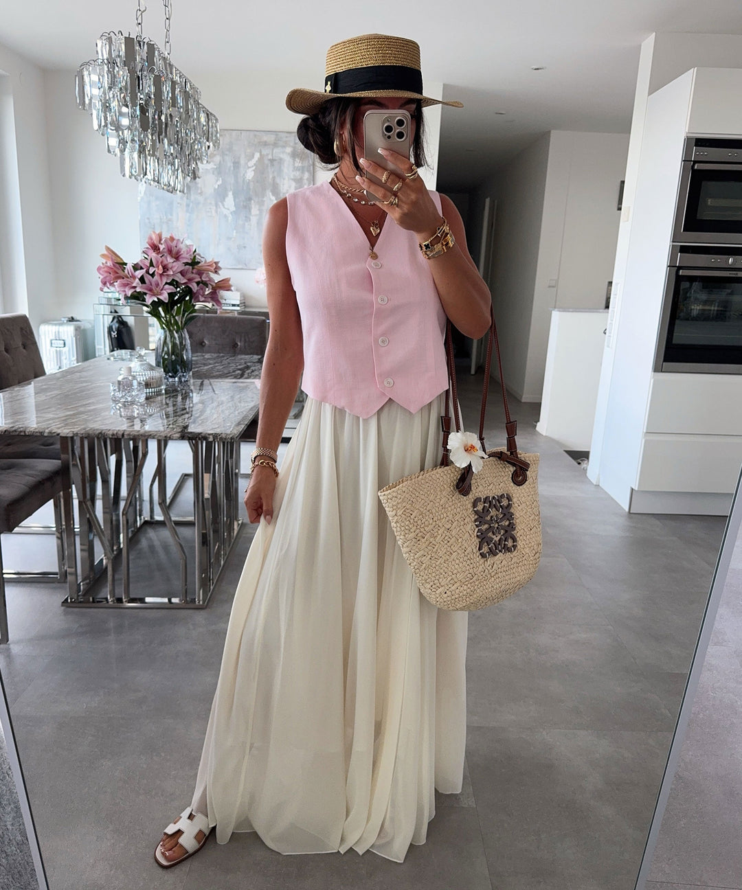 Dames Maxi Rok Dalina Zachte Crèmetint