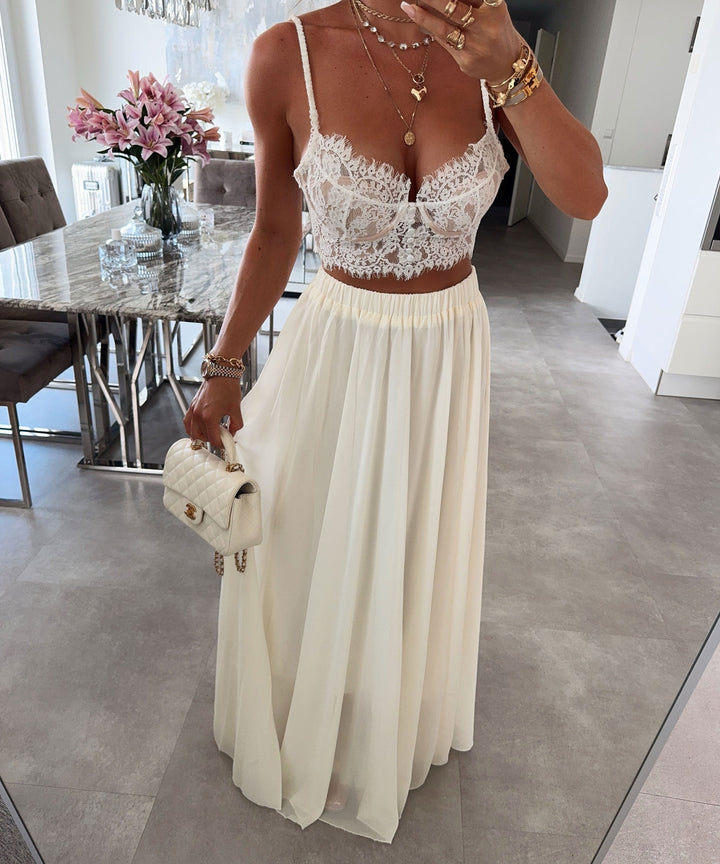 Dames Maxi Rok Dalina Zachte Crèmetint