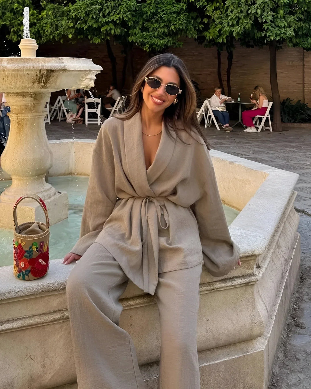 Chic en Ontspannen Linnen Tweedelige Set