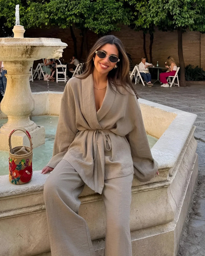 Chic en Ontspannen Linnen Tweedelige Set