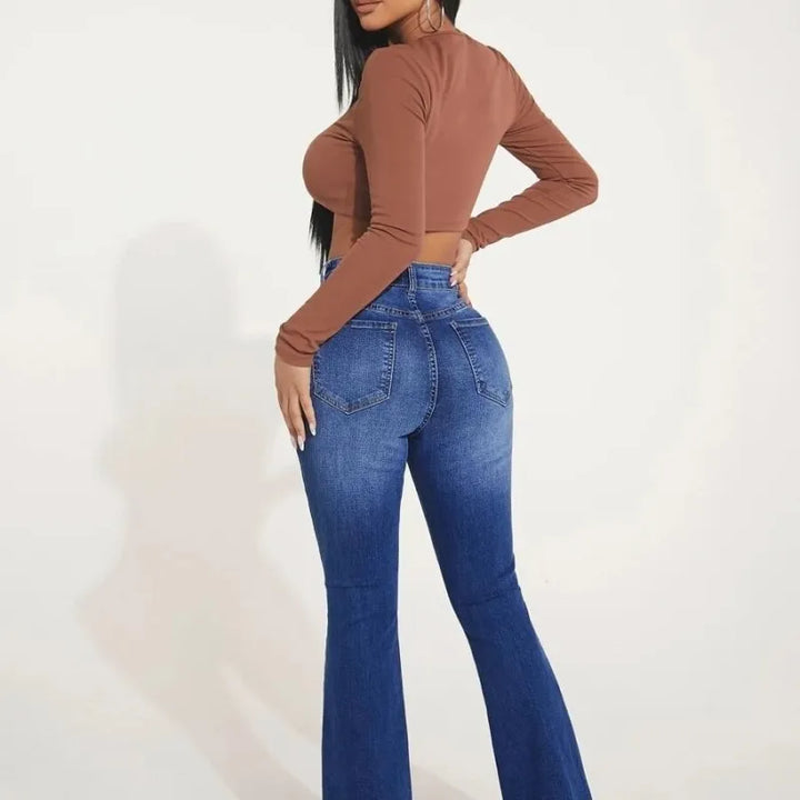 Stretch flared jeans met hoge taille voor dames