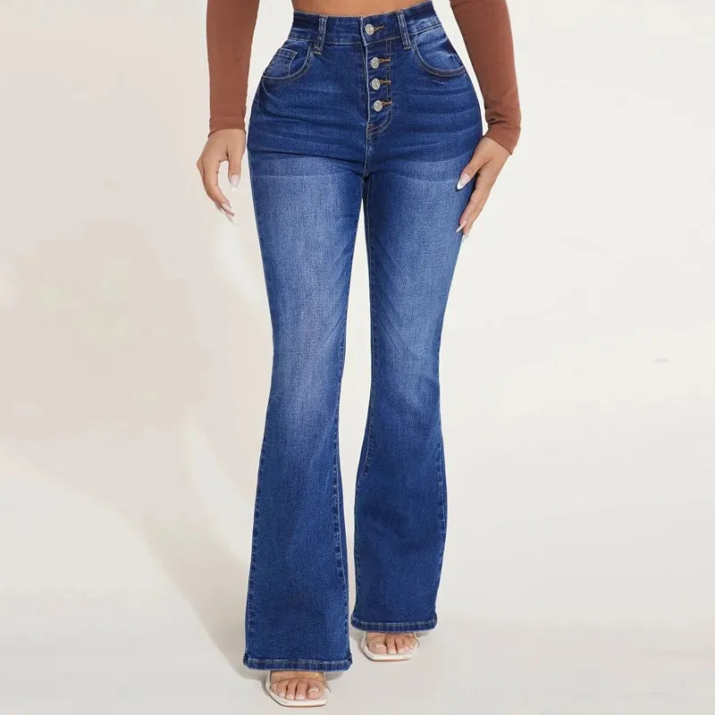 Stretch flared jeans met hoge taille voor dames