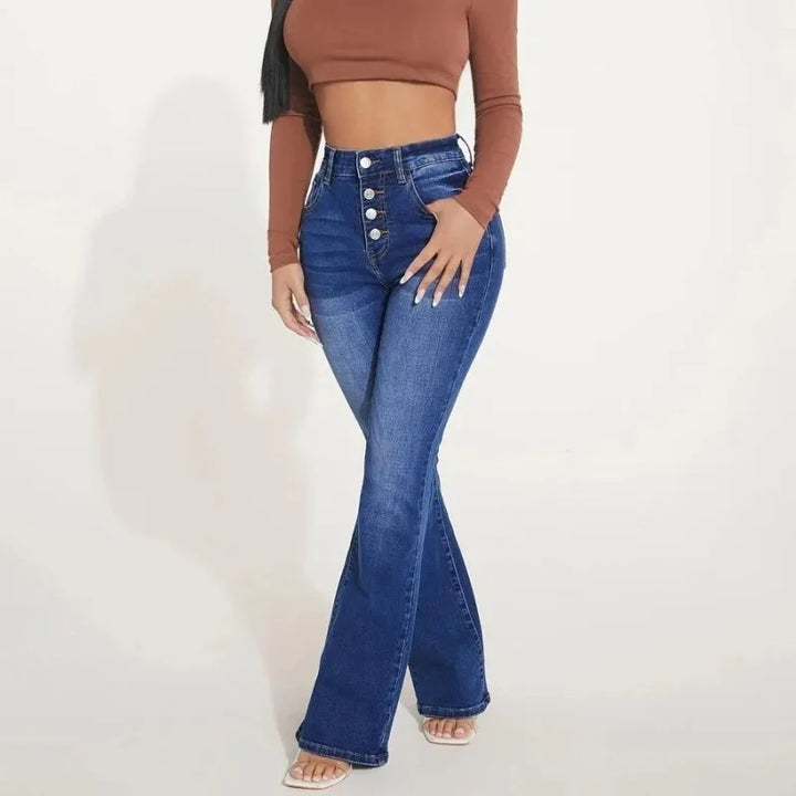 Stretch flared jeans met hoge taille voor dames
