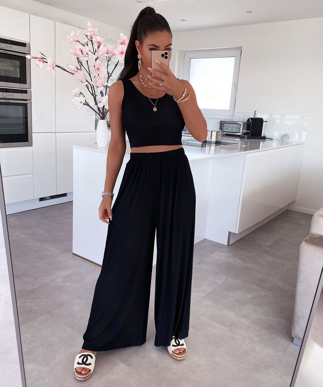 Zachte Rib Set Zwart