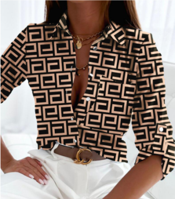 Dames Lange Mouw Knop-Down Blouse