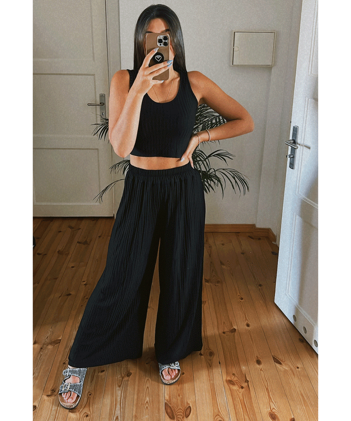 Zachte Rib Set Zwart